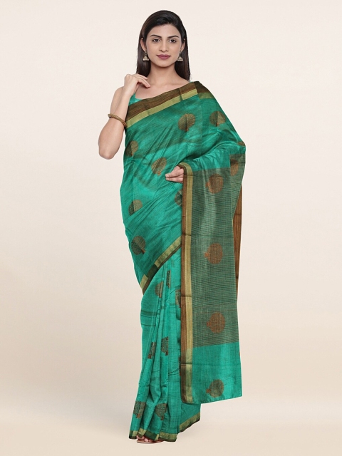 

Pothys Green & Gold-Toned Ethnic Motifs Saree