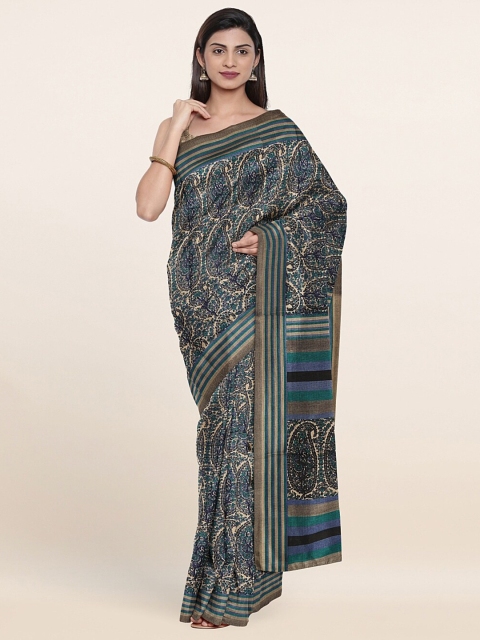 

Pothys Blue & Beige Paisley Printed Saree