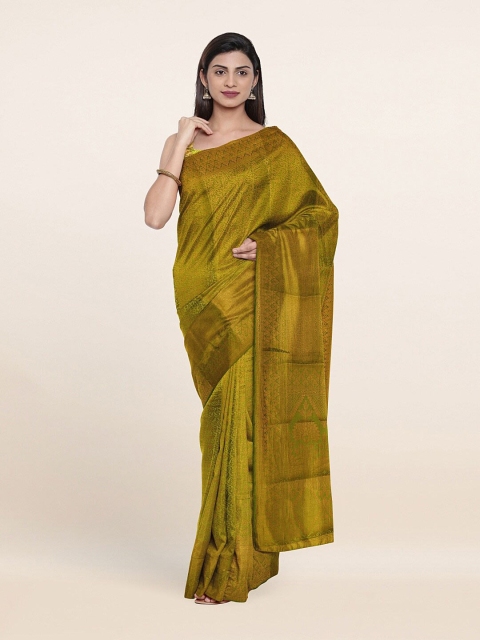 

PothysGreen & Gold-Toned Ethnic Motifs Zari Art Silk Saree, Green