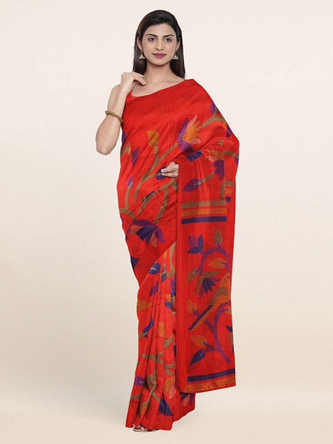 

Pothys Red & Green Floral Saree