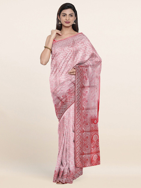 

Pothys Pink Floral Art Silk Saree