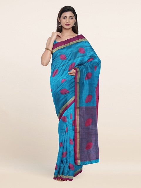 

Pothys Blue & Magenta Floral Saree