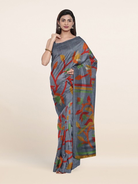

Pothys Grey & Green Kalamkari Saree