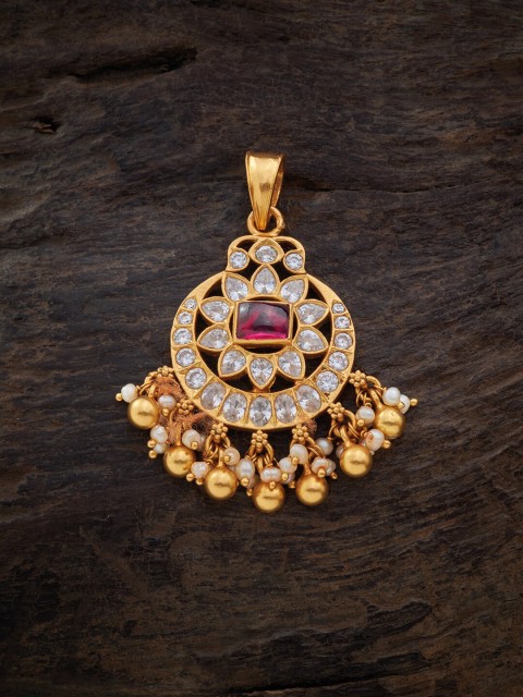 

Kushal's Fashion Jewellery Gold-Plated Red & White Stone-Studded & Beaded Pendent