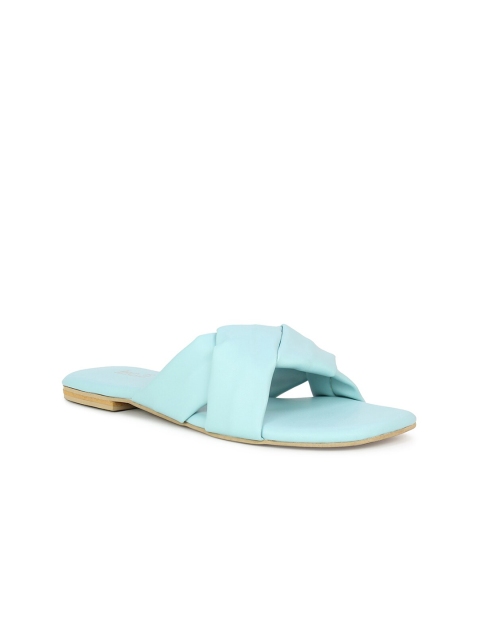 

Inc 5 Women Blue Open Toe Flats with Bows