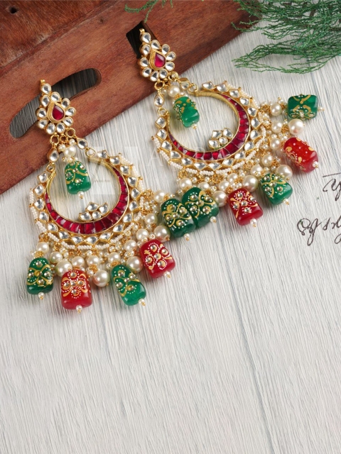 

AURAA TRENDS Red Contemporary Chandbalis Earrings
