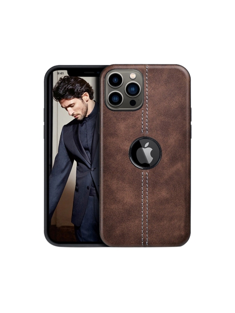 

TREEMODA Brown Solid Leather Back Case iPhone 13 Mini