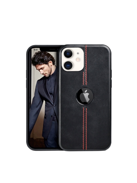 

TREEMODA Black Solid Leather iPhone11 Back Case