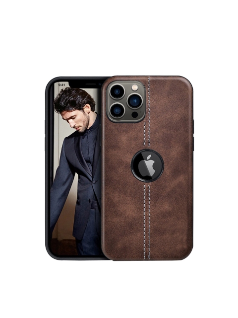 

TREEMODA Brown Textured Leather Apple iPhone 13 Pro Max Back Case