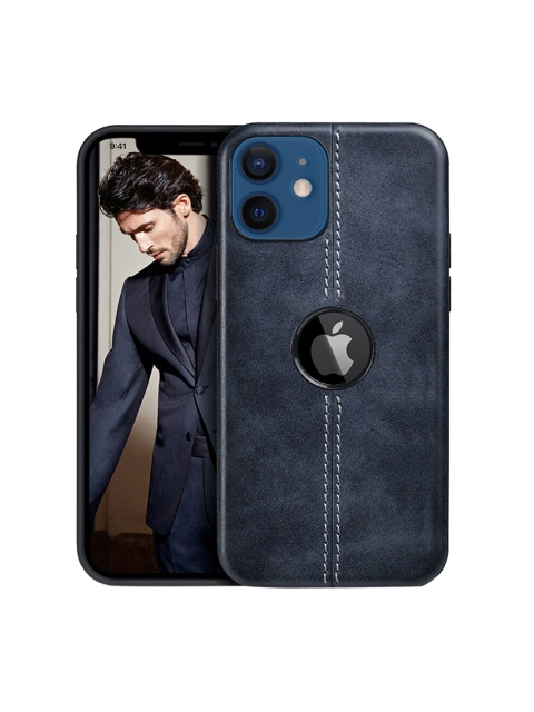 

TREEMODA Navy Blue Textured Leather Apple iPhone 12 Back Case