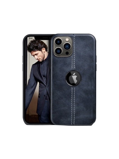 

TREEMODA Navy Blue Solid iPhone 13 Pro Leather Back Case