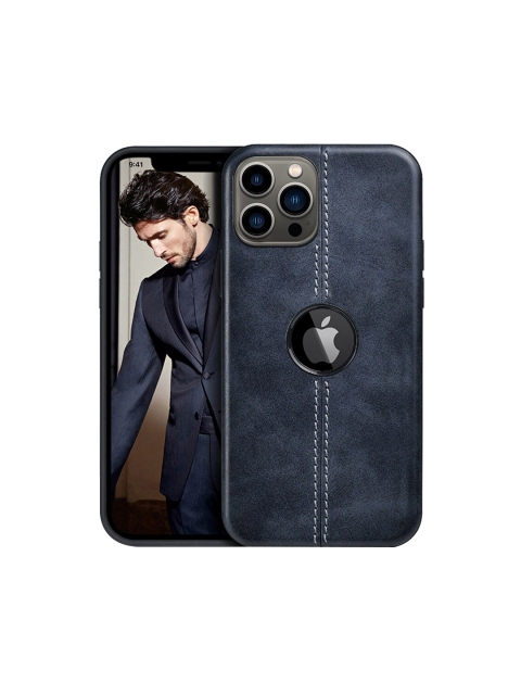 

TREEMODA Navy Blue Printed Leather iPhone 13 Pro Max Back Case