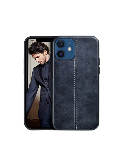 

TREEMODA Navy Blue Textured Leather iPhone 12 Mini Back Case