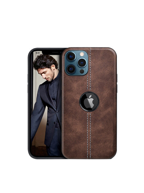

TREEMODA Brown Solid iPhone 12 Pro Leather Back Case