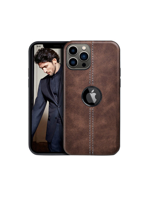 

TREEMODA Brown Solid Leather Apple iPhone 13 Pro Back Case