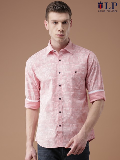 

Louis Philippe Sport Men Pink Printed Tailored Fit Casual Shirt