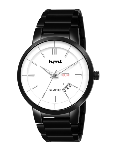 

HYMT Men White Dial & Black Stainless Steel Bracelet Style Straps Analogue Watch HMTY-7042