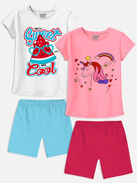

Trampoline Kids Pack of 2 White & Red Printed T-shirt & Shorts