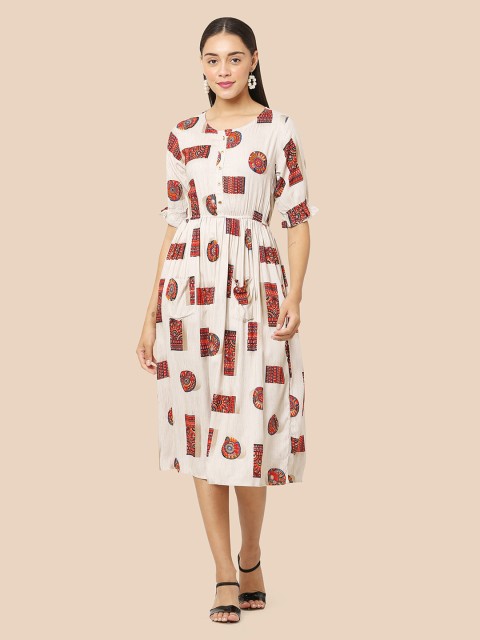 

J Turritopsis Off White Midi Dress
