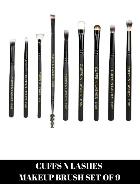 

CUFFS N LASHES Set Of 9 Black Makeup Brushes