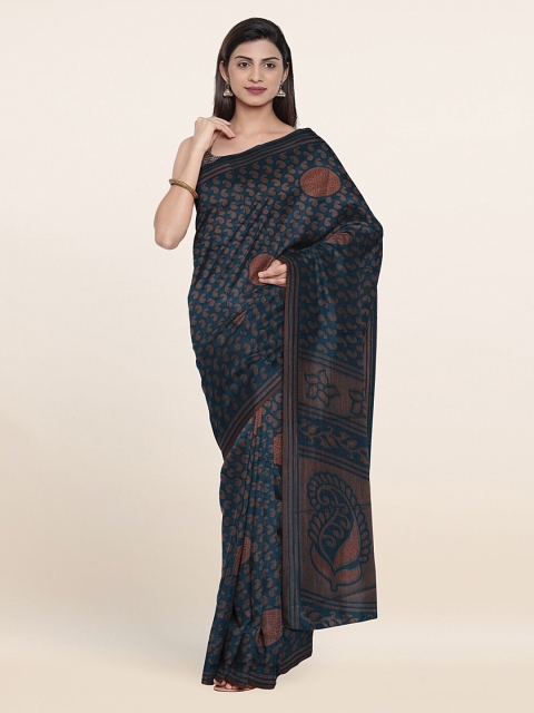 

Pothys Blue & Brown Ethnic Motifs Saree