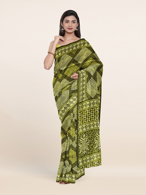

Pothys Green Printed Poly Chiffon Saree