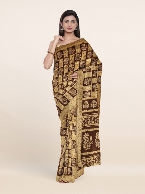 

Pothys Khaki & Maroon Floral Saree