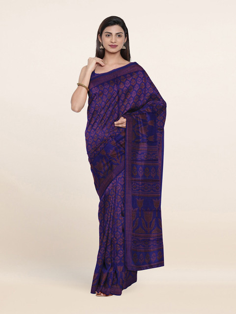 

Pothys Blue & Brown Floral Saree