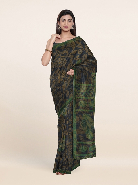 

Pothys Green & Blue Floral Saree