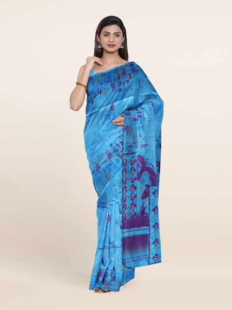 

Pothys Blue Abstract Printed Saree