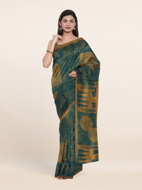 

Pothys Green & Gold-Toned Floral Saree