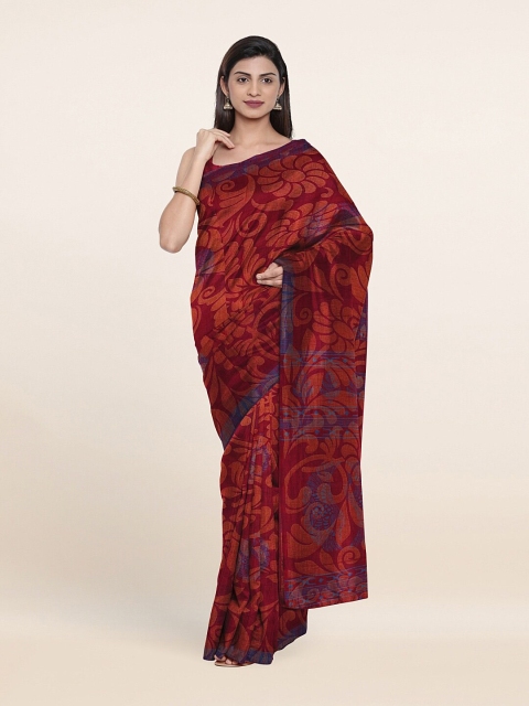 

Pothys Red & Purple Floral Saree