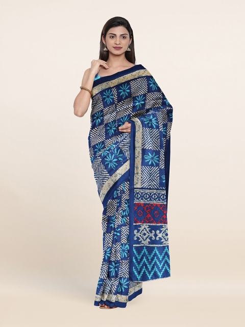 

Pothys Blue & White Printed Saree