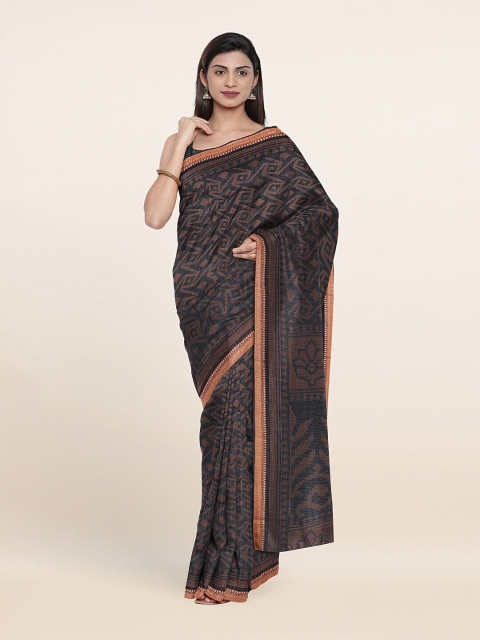 

Pothys Grey & Brown Printed Poly Chiffon Saree