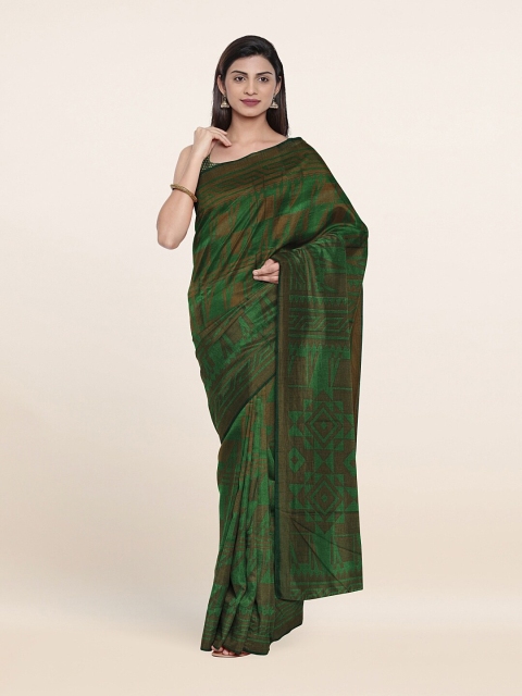 

Pothys Green & Brown Printed Poly Chiffon Saree