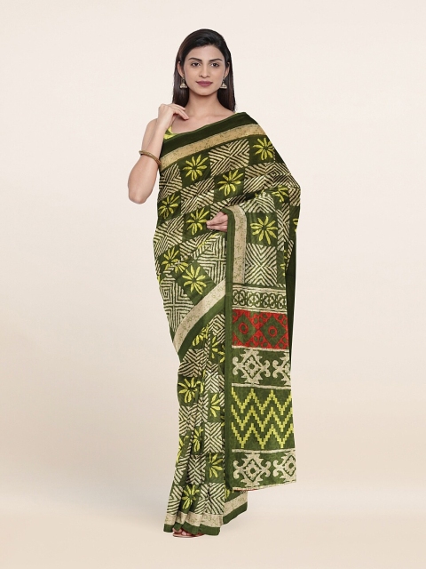 

Pothys Green & Yellow Ethnic Motifs Saree
