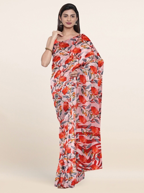 

Pothys Pink & Red Floral Saree