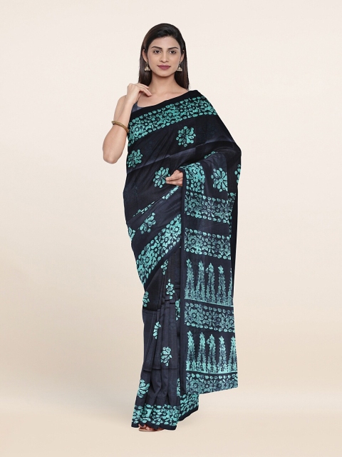 

Pothys Navy Blue Batik Printed Saree