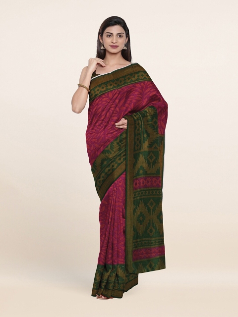 

Pothys Purple & Green Floral Poly Chiffon Saree