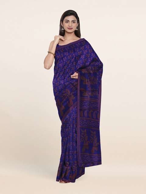 

Pothys Blue & Brown Paisley Saree
