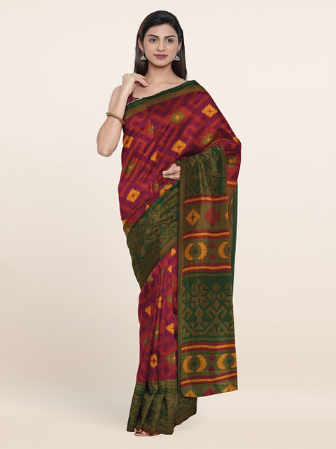 

Pothys Purple & Green Ethnic Motifs Saree