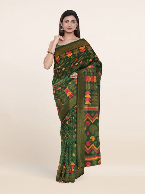 

Pothys Green & Pink Ethnic Motifs Saree