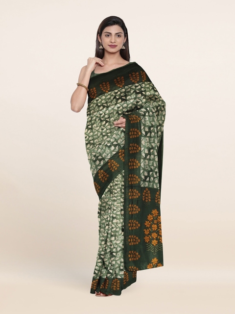

Pothys Green & Mustard Floral Saree