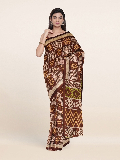 

Pothys Brown & Yellow Printed Saree