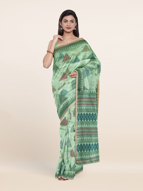 

Pothys Mint Green & Pink Printed Saree