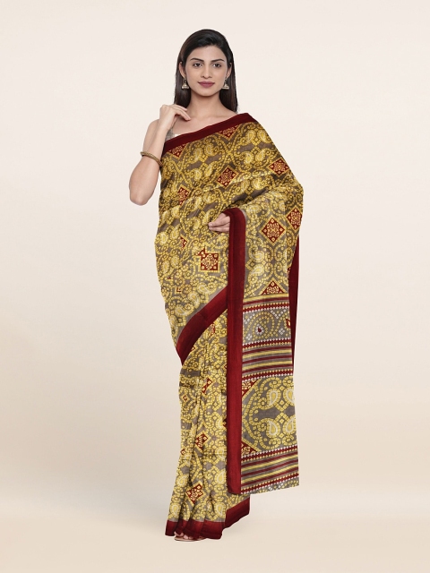 

Pothys Yellow & Grey Paisley Zari Saree