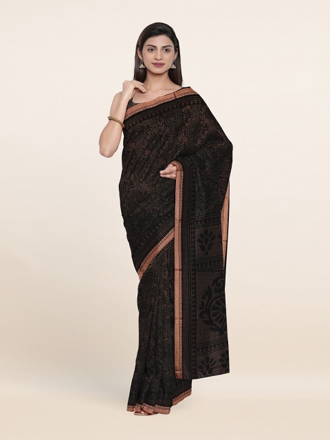 

Pothys Black & Brown Printed Saree