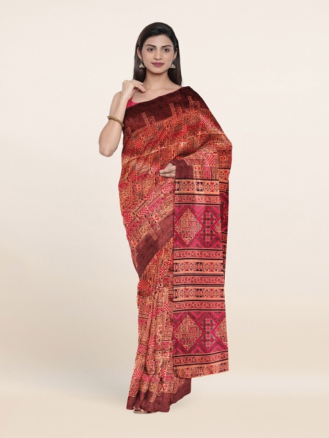 

Pothys Pink & Brown Printed Saree