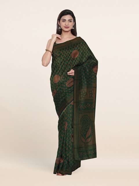 

Pothys Green & Gold-Toned Woven Design Saree