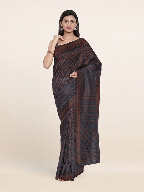 

Pothys Blue & Brown Printed Saree